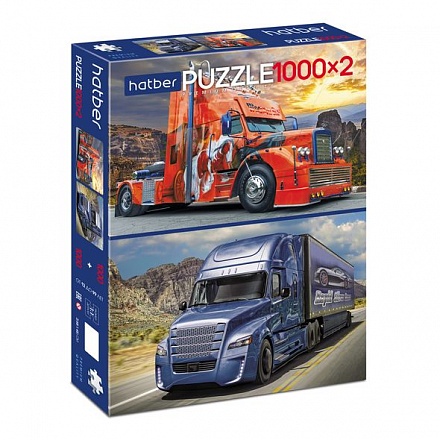 Пазл Premium 1000+1000 элементов 2 картинки в 1 коробке, размер 45 х 68 см - Trucks Грузовики 